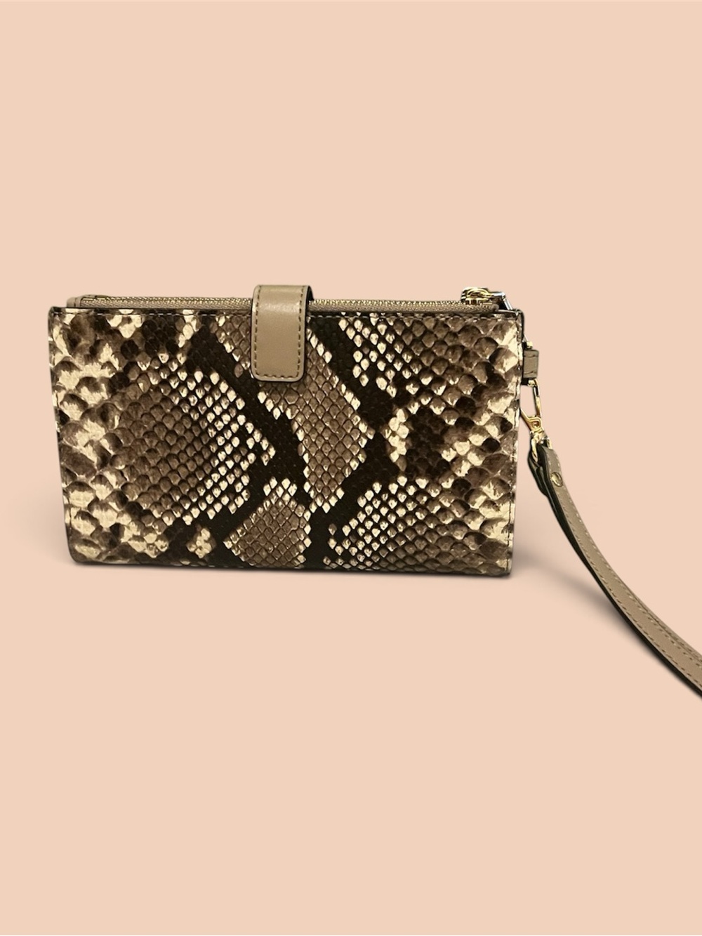 Michael Kors Faux Python Print Wristlet Organizers Wallet with Strap